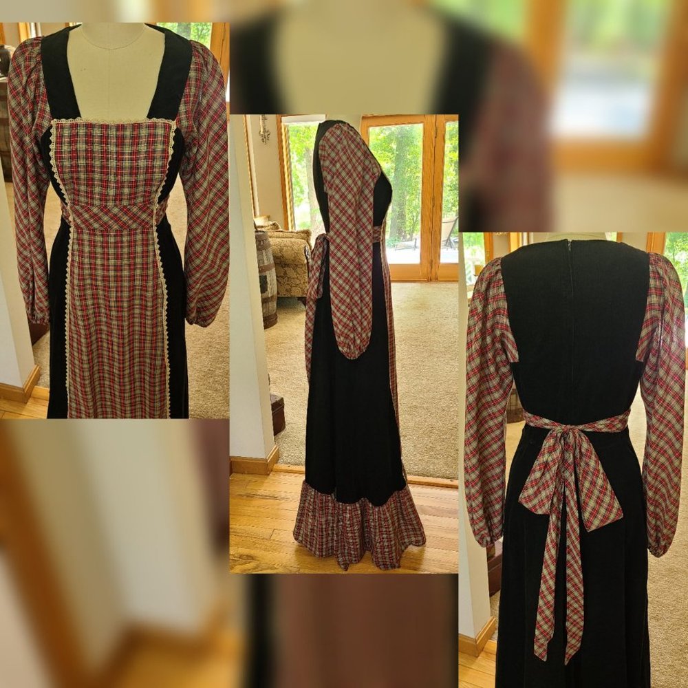 Vintage Jody T Prairie plaid apron maxi dress - Picture 3 of 4